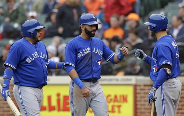 Dioner Navarro, Jose Bautista, Kevin Pillar